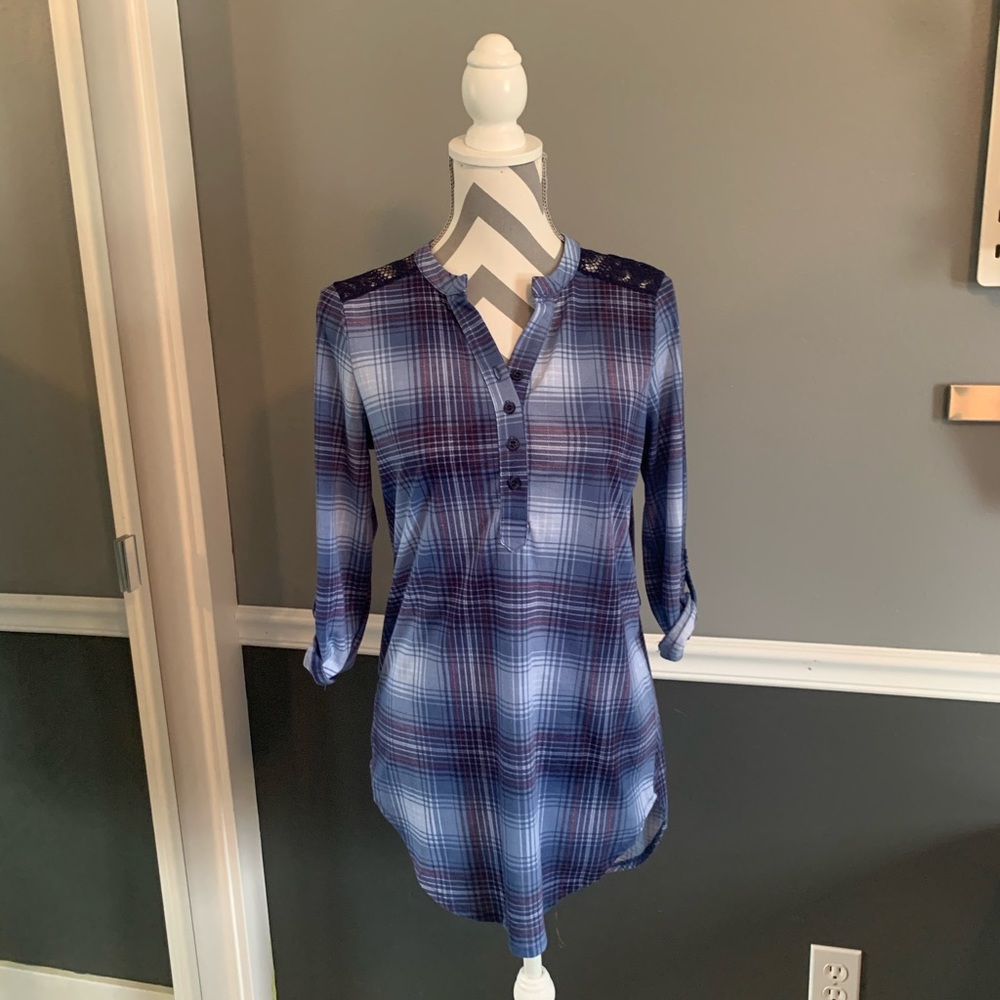 Blue Flannel with Back Lace Detail